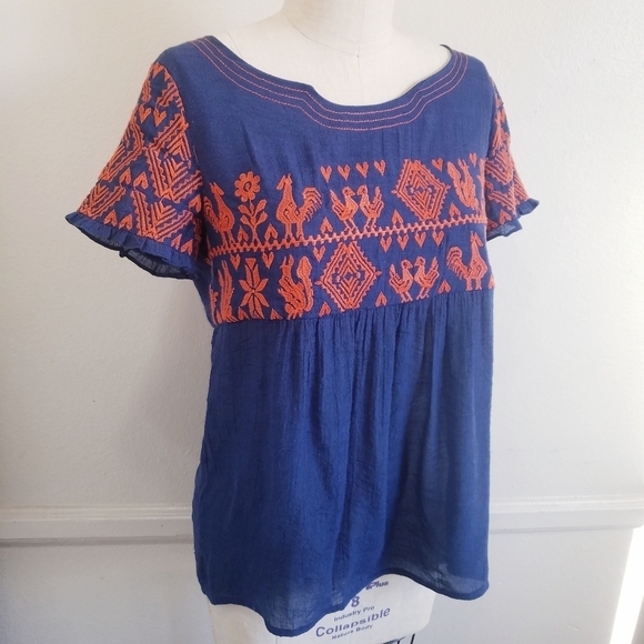 THML | Embroidery short sleeve‎ top, S - Picture 1 of 7